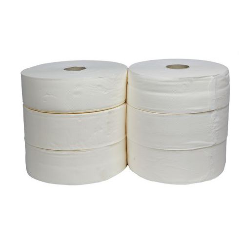 Papier toaletowy Jumbo 2-warstwowy, 28 cm, 250 m, 100% biały, 6 rolek