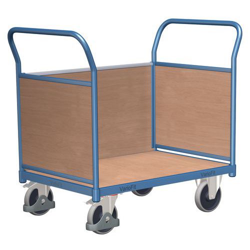 Wózek platformowy z dwoma uchwytami z pełnym wypełnieniem ram i ścianką boczną, do 400 kg