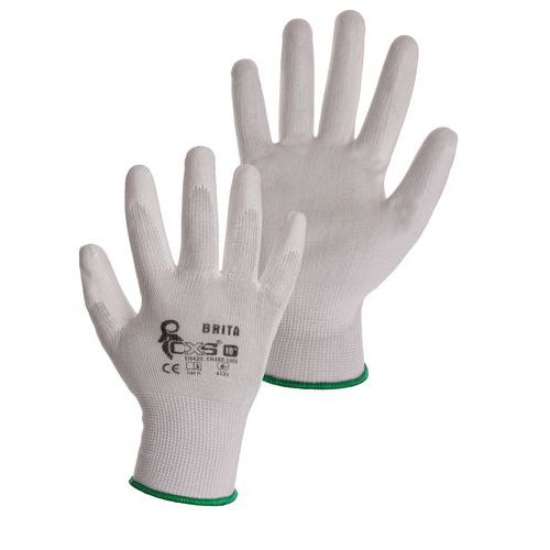 Rękawice poliestrowe CXS częściowo powlekane poliuretanem, białe
