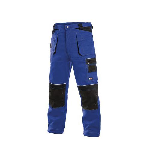 Męskie spodnie monterskie CXS z elementami odblaskowymi, niebieskie/czarne