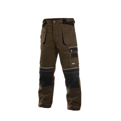 Męskie spodnie monterskie CXS z elementami odblaskowymi, brązowe/czarne