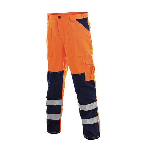 Męskie spodnie monterskie odblaskowe CXS, pomarańczowe/niebieskie
