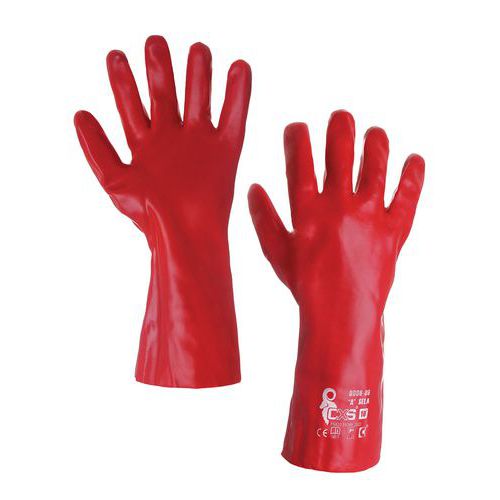 Rękawice bawełniane CXS powlekane PVC, czerwone