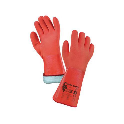 Zimowe rękawice bawełniane CXS powlekane PVC, czerwone
