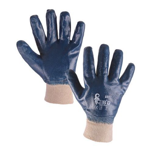 Rękawice bawełniane CXS powlekane nitrylem, niebieskie/białe