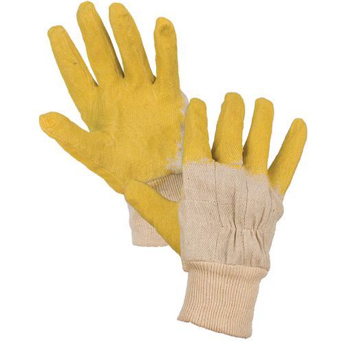 Rękawice bawełniane CXS częściowo powlekane lateksem, żółte/białe