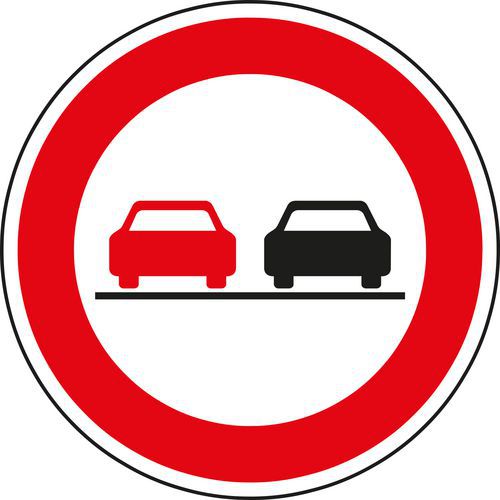 Znak drogowy Zakaz wyprzedzania (B21a)