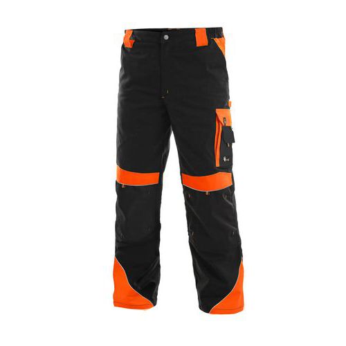 Męskie spodnie monterskie CXS Sirius Brighton z elementami odblaskowymi, czarne/pomarańczowe