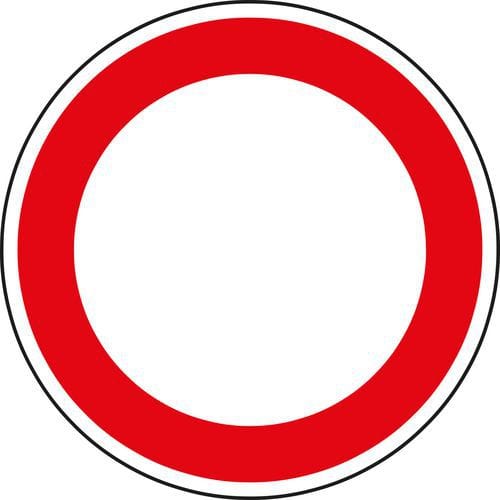 Znak drogowy Zakaz wjazdu wszelkich pojazdów (w obu kierunkach) (B1)