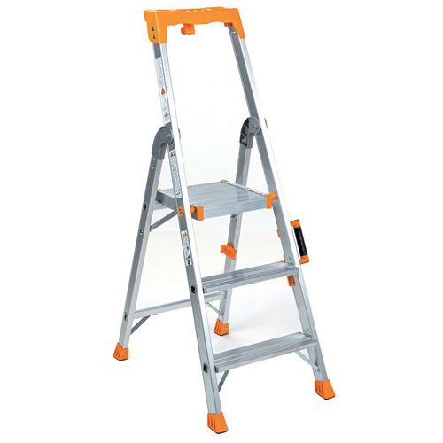 Drabinka aluminiowa Manutan Expert z uchwytem, 3 stopnie