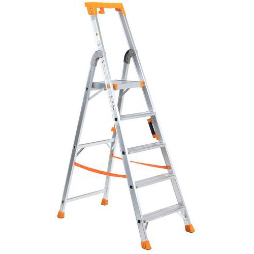 Drabina aluminiowa Manutan Expert z uchwytem, 5 stopni