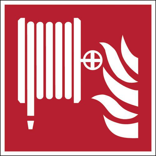 Znaki przeciwpożarowe kwadratowe - Bęben na wąż strażacki, polipropylen