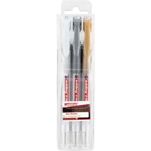 Długopis żelowy e-2185/3 S EDDING, 0,7mm, 3 szt, zawieszka, mix kolorów