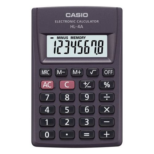 Kalkulator kieszonkowy CASIO HL-4A-B, 8-cyfrowy, 56x87mm, czarny