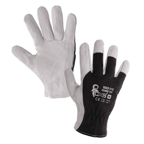 Rękawice CXS TECHNIK ECO, kombinowane, kolor czarno-biały