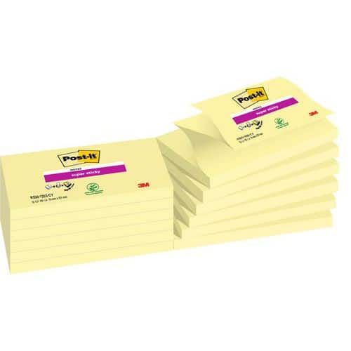 Bloczek samoprzylepny POST-IT® Super sticky Z-Notes (R350-12SS-CY), 127x76mm, 1x90 kart., żółty