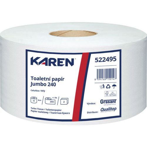 Papier toaletowy Karen 2-warstwowy, 200 m, w 100% biały, 6 szt.