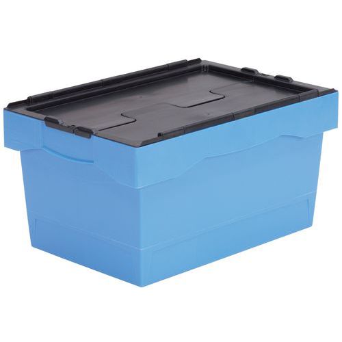Plastikowe pudełka transportowe z kolorowymi pokrywami