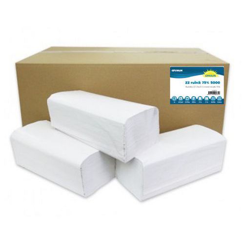 Ręczniki papierowe ZZ White S 1-warstwowe, 250 listków, białe, 20 szt.