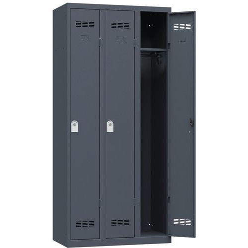 Szafy szatniowe Vinco o konstrukcji spawanej, 3 przedziały, 300 mm, zamek cylindryczny