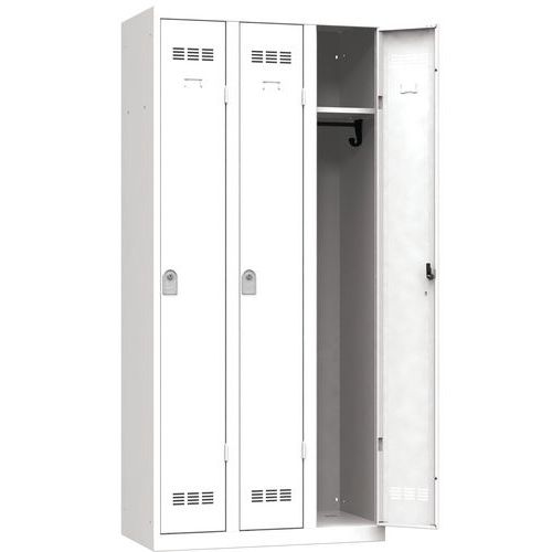 Szafy szatniowe Vinco o konstrukcji spawanej, 3 przedziały, 300 mm, zamek cylindryczny