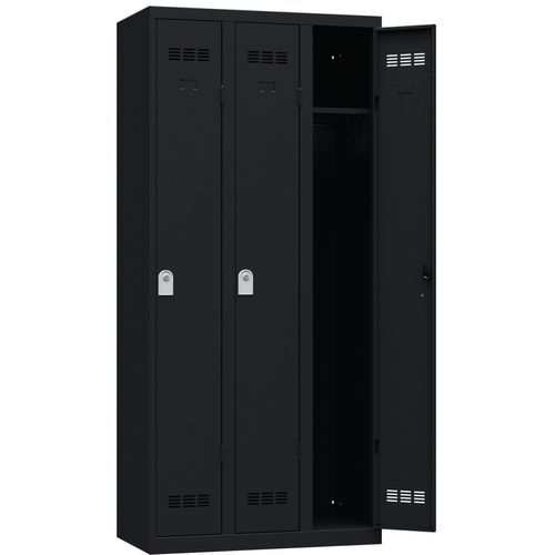 Szafy szatniowe Vinco o konstrukcji spawanej, 3 przedziały, 300 mm, zamek cylindryczny