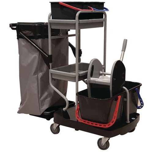Wózek do sprzątania Manutan Expert z wyżymaczką dźwigniową, 2 x 15 l + 2 x 6 l Wózek do sprzątania Manutan Expert z wyżymaczką dźwigniową, 2 x 15 l + 2 x 6 l