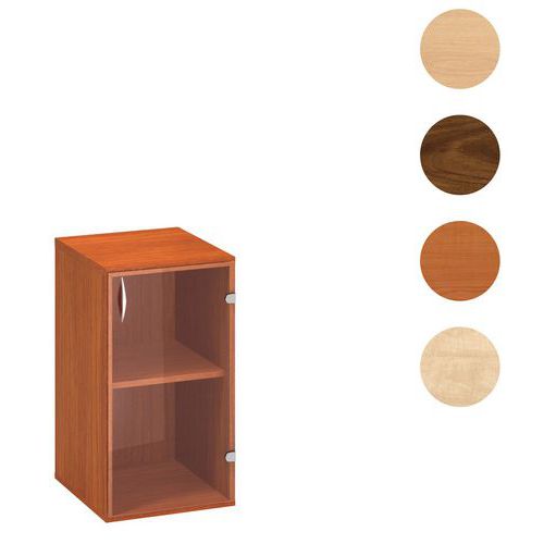 Szafki niskie wąskie Alfa 500, 73,5 x 40 x 45,8 cm, ze szklanymi drzwiczkami – wersja prawa