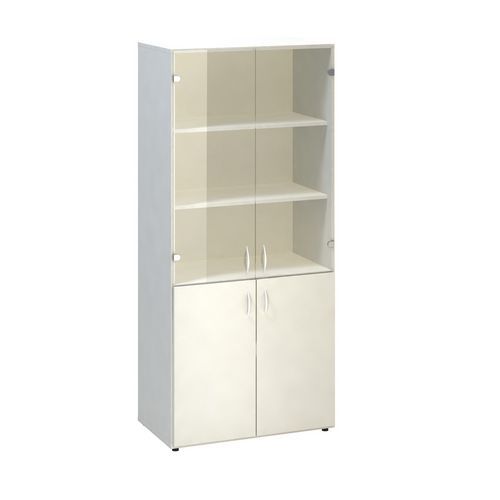 Szafki wysokie szerokie Alfa 500, 178 x 80 x 47 cm, ze drzwiczkami z płyty meblowej i szklanymi