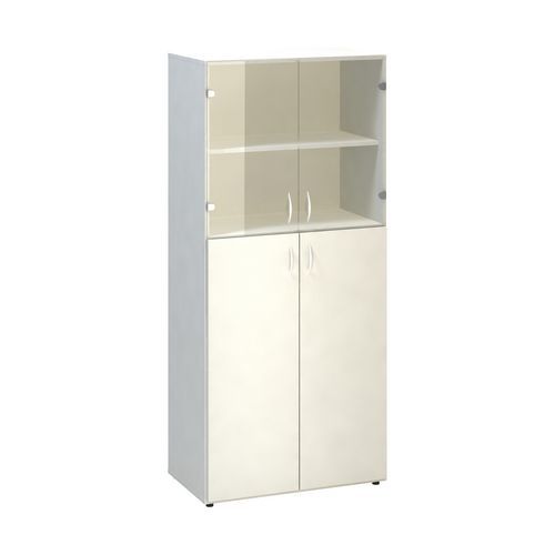Szafki wysokie szerokie Alfa 500, 178 x 80 x 47 cm, ze drzwiczkami z płyty meblowej i szklanymi