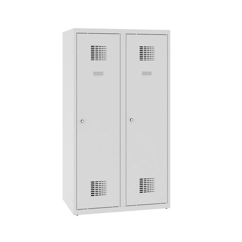 Niższe szafki szatniowe szkolne, 2 słupki, 400 mm, zamek cylindryczny ryglowany w trzech punktach
