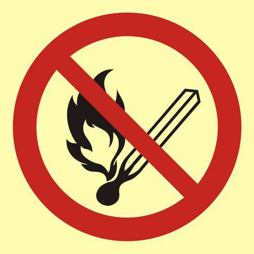 Zakaz używania otwartego ognia - palenie tytoniu zabronione
