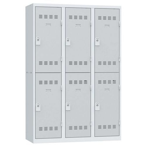 Szafy szatniowe Vinco, o konstrukcji spawanej, 3 słupki, 6 boksów, 400 mm, zamek cylindryczny Szafy szatniowe Vinco, o konstrukcji spawanej, 3 słupki, 6 boksów, 400 mm, zamek cylindryczny