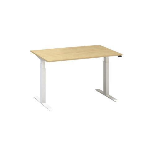 Stoły biurowe z regulacją wysokości Alfa Up z białymi nogami, 120 x 80 x 61,5-127,5 cm
