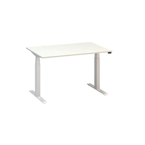 Stoły biurowe z regulacją wysokości Alfa Up z białymi nogami, 120 x 80 x 61,5-127,5 cm