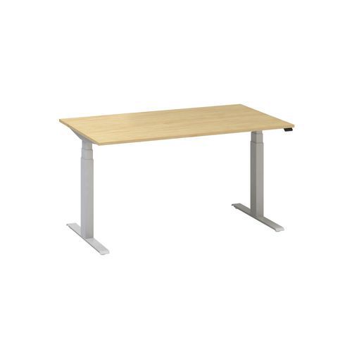 Stoły biurowe z regulacją wysokości Alfa Up z szarymi nogami, 140 x 80 x 61,5-127,5 cm
