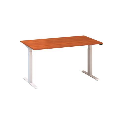 Stoły biurowe z regulacją wysokości Alfa Up z białymi nogami, 140 x 80 x 61,5-127,5 cm