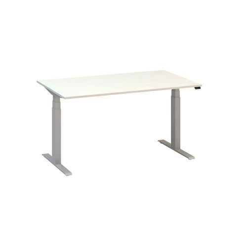 Stoły biurowe z regulacją wysokości Alfa Up z szarymi nogami, 140 x 80 x 61,5-127,5 cm