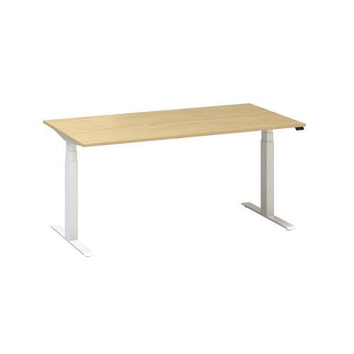 Stoły biurowe z regulacją wysokości Alfa Up z białymi nogami, 160 x 80 x 61,5-127,5 cm