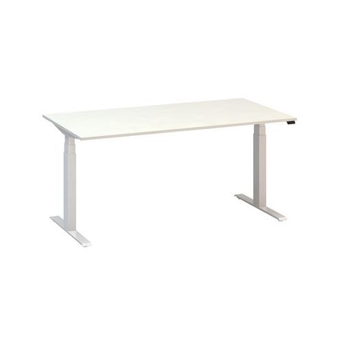 Stoły biurowe z regulacją wysokości Alfa Up z białymi nogami, 160 x 80 x 61,5-127,5 cm