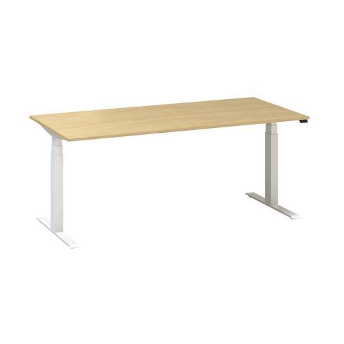 Stoły biurowe z regulacją wysokości Alfa Up z białymi nogami, 180 x 80 x 61,5-127,5 cm