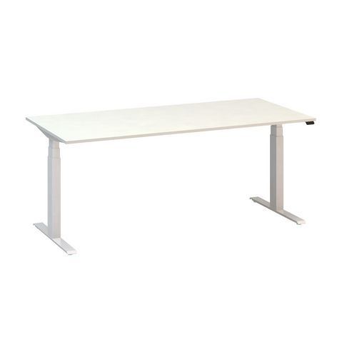 Stoły biurowe z regulacją wysokości Alfa Up z białymi nogami, 180 x 80 x 61,5-127,5 cm
