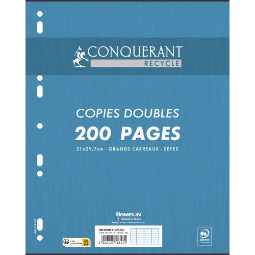 A4 perforowane podwójne arkusze papieru, 200 stron - Conquérant