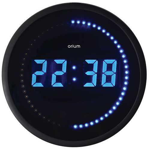 Zegar cyfrowy LED Orium niebieski, średnica 30 cm