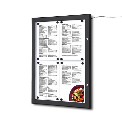 Oświetlone gabloty magnetyczne Menu Black, jednoskrzydłowe