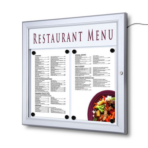 Oświetlone gabloty magnetyczne Menu, jednoskrzydłowe