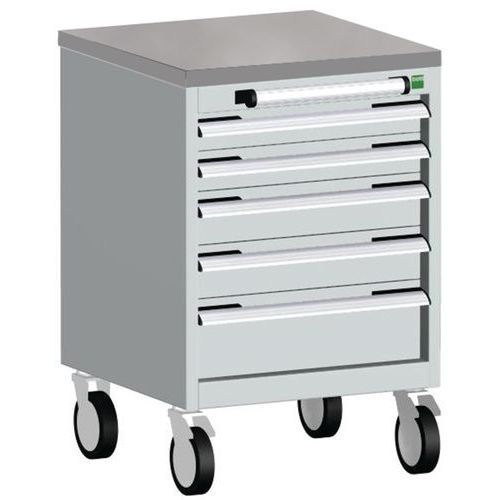 Komoda mobilna Bott Cubio, 79 x 52,5 x 52,5 cm, 5 szuflad, multipleks/linoleum/mat