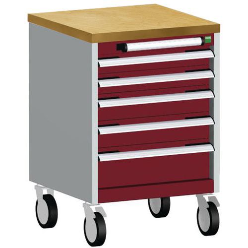 Komoda mobilna Bott Cubio, 79 x 52,5 x 52,5 cm, 5 szuflad, multipleks/linoleum/mat