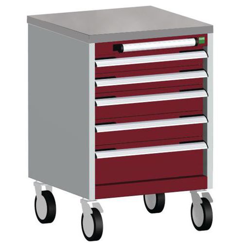 Komoda mobilna Bott Cubio, 79 x 52,5 x 52,5 cm, 5 szuflad, multipleks/linoleum/mat