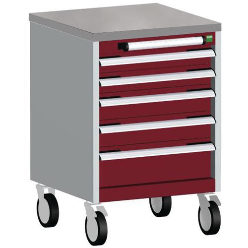 Komoda mobilna Bott Cubio, 79 x 52,5 x 52,5 cm, 5 szuflad, multipleks/linoleum/mat